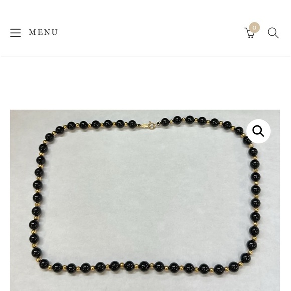 Onyx and 14k Gold Bead Necklace - Picture 4 of 6